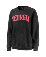 Women's Pressbox Georgia Bulldogs Comfy Cord Vintage-Like Wash Basic Arch Pullover Sweatshirt