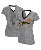 Women's Touch Heather Black Joey Logano Halftime Back Wrap T-shirt