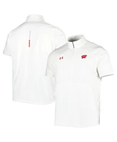 Men's Under Armour White Wisconsin Badgers Motivate 2.0 Half-Zip Jacket