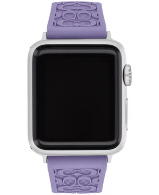 Coach Women's Signature Purple Silicone Strap for Apple Watch, 38, 40, 41mm