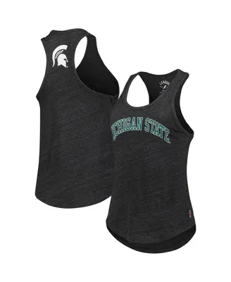 Women's League Collegiate Wear Black Michigan State Spartans Two-Hit Intramural Tri-Blend Scoop Neck Racerback Tank Top