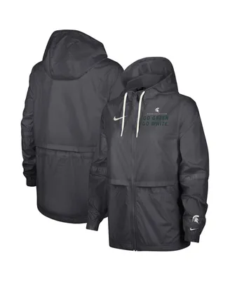 Women's Nike Anthracite Michigan State Spartans 2-Hit Windrunner Performance Full-Zip Jacket