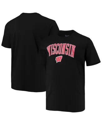 Men's Champion Black Wisconsin Badgers Big and Tall Arch Over Wordmark T-shirt