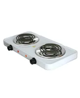 Megachef Electric Easily Portable Ultra Lightweight Dual Coil Burner Cooktop Buffet Range in White