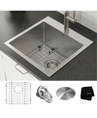 Kraus Standart Pro 18 in. Drop-In 16 Gauge Single Bowl 1-Hole Stainless Steel Kitchen Sink