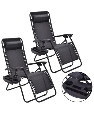Costway 2PCS Zero Gravity Chairs Lounge Patio Folding Recliner Outdoor