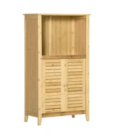 Homcom Freestand Wooden Landing Cabinet Pantry Space w/Multifunctional Use, Natural