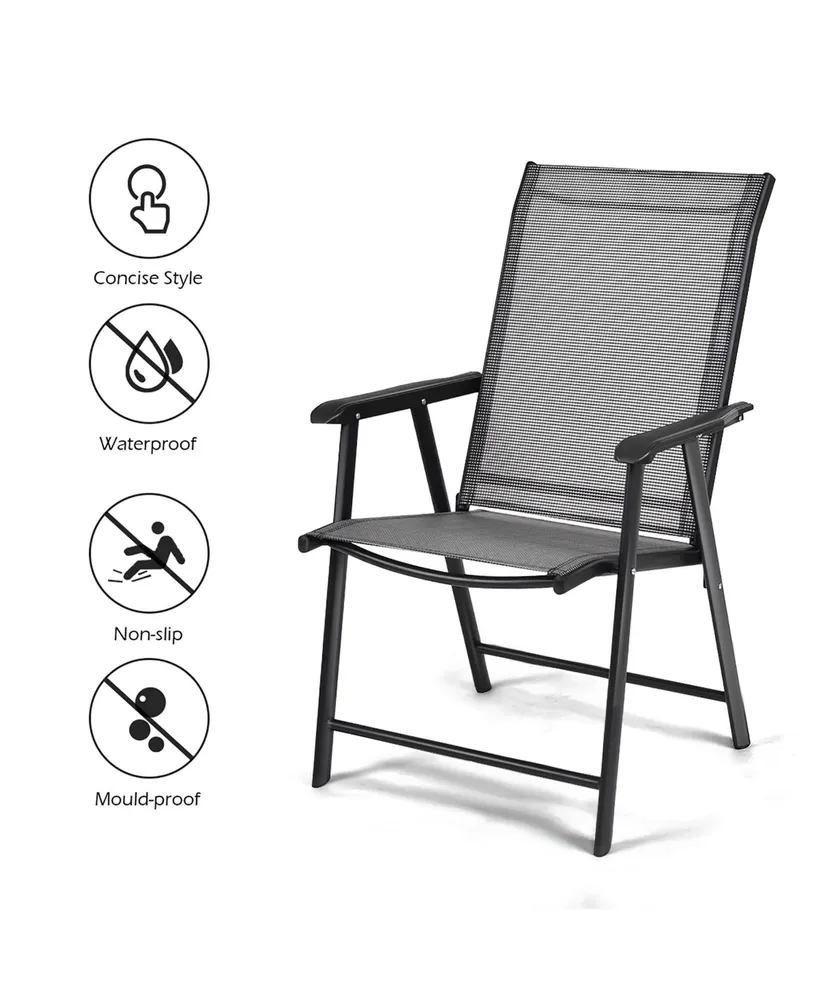 Set of 4 Outdoor Patio Folding Chairs Camping Deck Garden Pool Beach W/Armrest