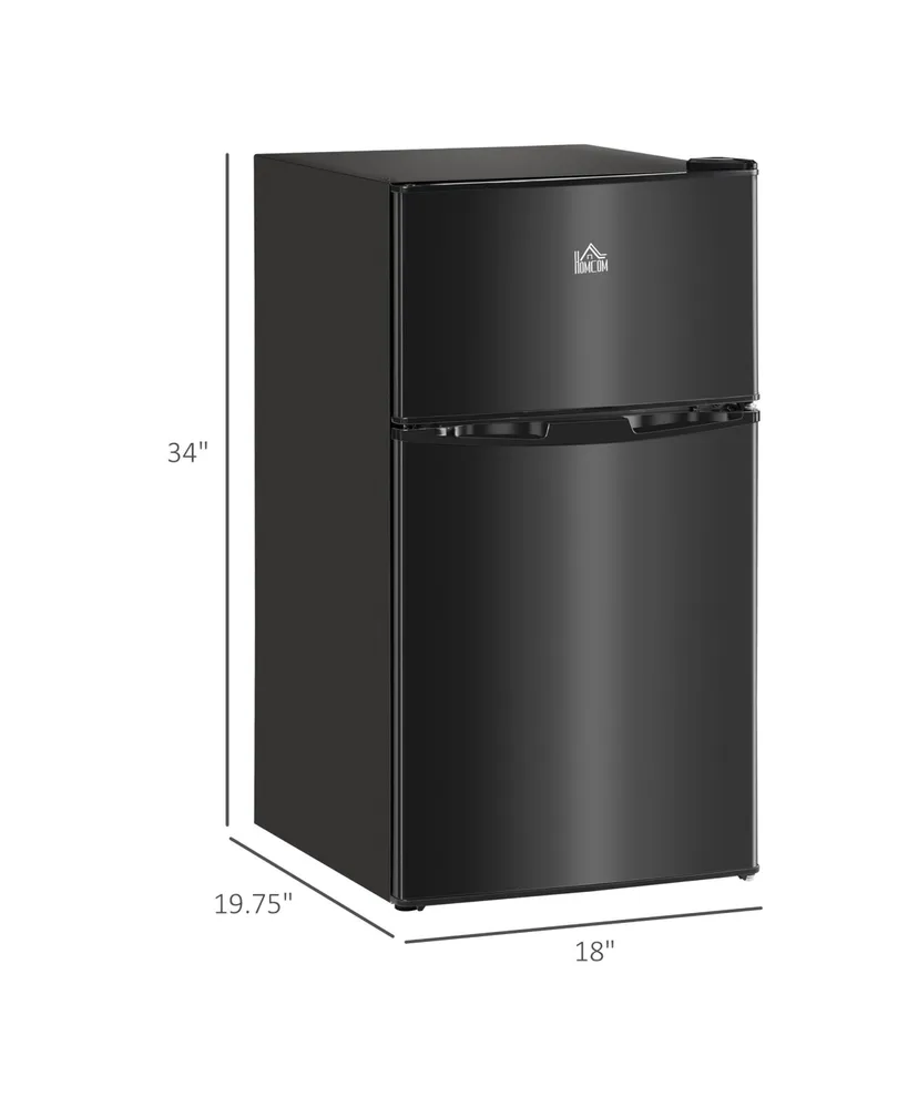 Homcom Double Door Mini Fridge with Freezer, 3.2 Cu.Ft Compact Refrigerator with Adjustable Shelf