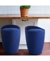 Elama 1 Piece Blue Denim Hollow Ottoman Chair