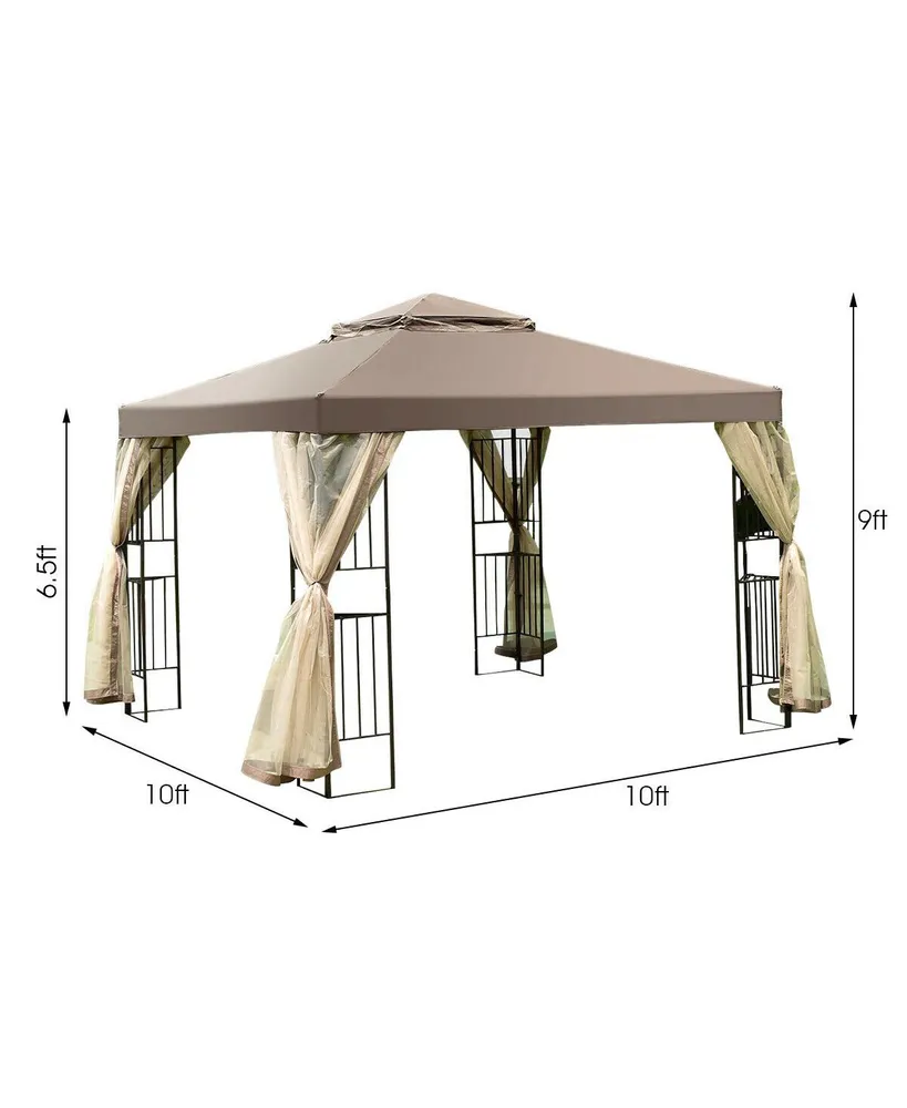 Outdoor 10'x10' Gazebo Canopy Shelter Awning Tent Patio Screw-free structure Garden