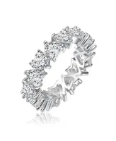 Rachel Glauber Ra White Gold Plated Heart Cubic Zirconia Band Ring