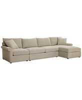 Closeout! Wrenley 134" 3-Pc. Fabric Sectional Chaise Sofa, Created for Macy's