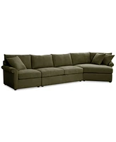 Closeout! Wrenley 166" 3-Pc. Fabric Cuddler Chaise Sectional Sofa, Created for Macy's
