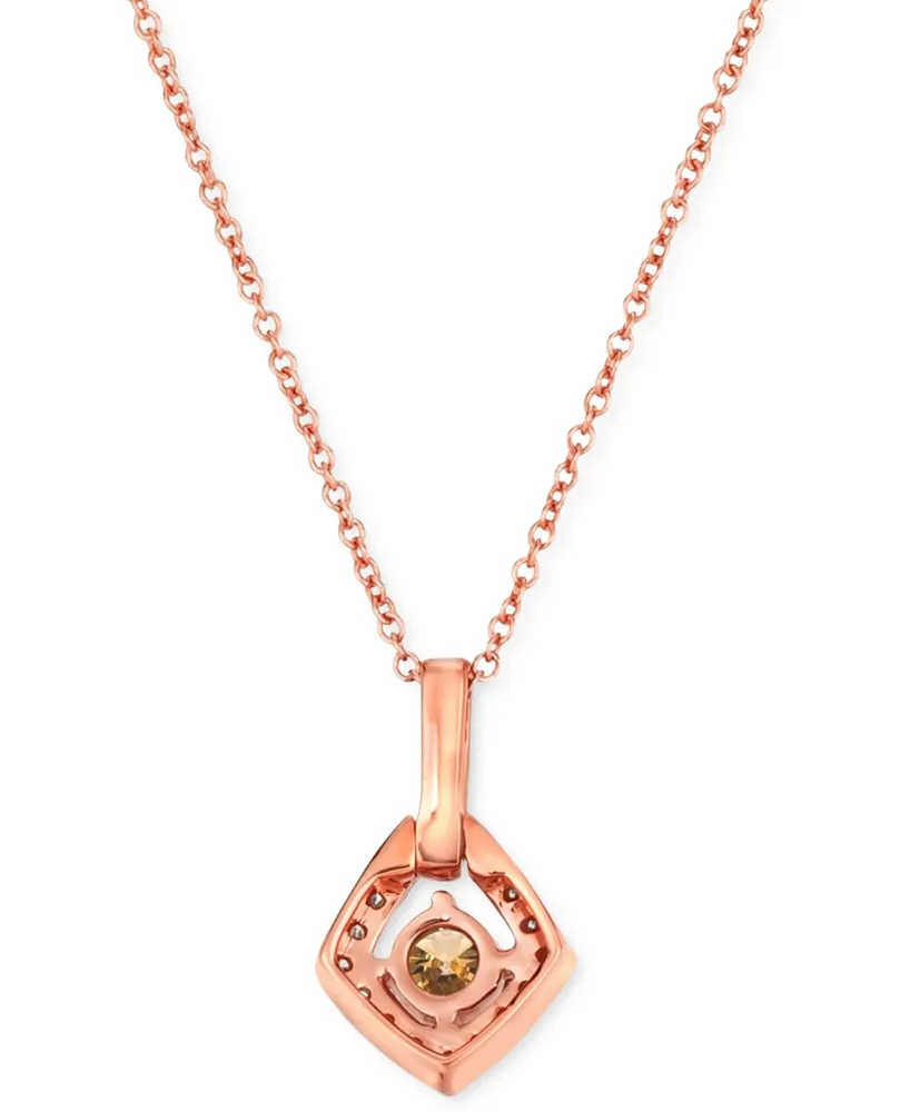 Le Vian Chocolate Diamond (1/3 ct. t.w.) & Nude Diamond (1/4 ct. t.w.) Geometric Halo 18" Pendant Necklace in 14k Rose Gold