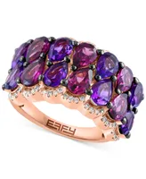 Effy Amethyst (2-1/10 ct. t.w.), Rhodolite (3 ct. t.w.) & Diamond (1/5 ct. t.w.) Ring in 14k Rose Gold