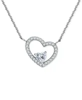 Giani Bernini Cubic Zirconia Heart Pendant Necklace, 16", Created for Macy's