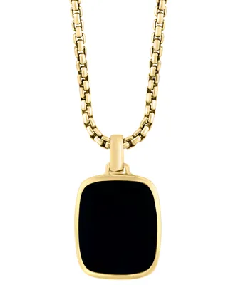 Effy Men's Onyx Dog Tag 22" Pendant Necklace in 14k Gold-Plated Sterling Silver