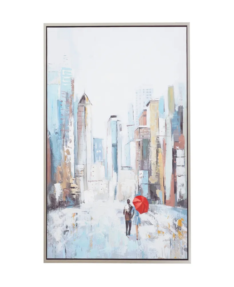 Rosemary Lane Canvas City Framed Wall Art with Silver-Tone Frame, 36" x 2" x 48"