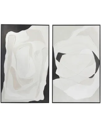 Rosemary Lane Canvas Abstract Framed Wall Art with Black Frame Set of 2, 29.50" x 39.50"
