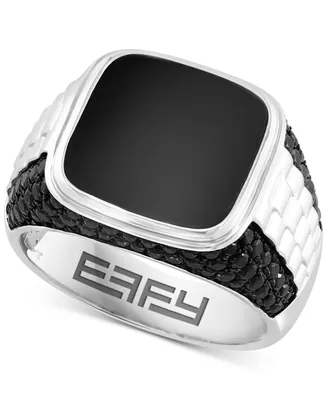 Effy Men's Onyx & Black Spinel Two-Tone Ring in Sterling Silver & Black Rhodium-Plate