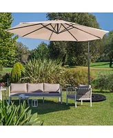 10FT Cantilever Solar Powered 32LED Lighted Patio Offset Umbrella Outdoor