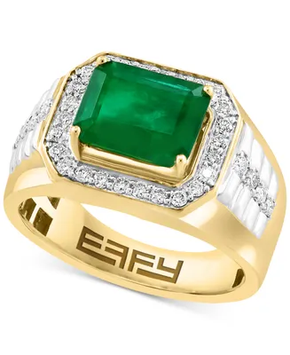 Effy Limited Edition Men's Emerald (3 ct. t.w.) & Diamond (1/2 ct. t.w.) Ring in 14k Gold