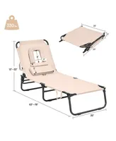 Costway Folding Chaise Lounge Chair Adjustable Outdoor Patio Beach Camping Recliner
