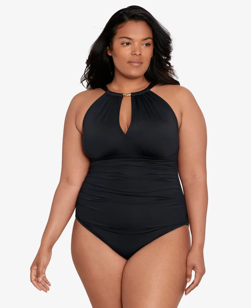 Lauren Ralph Plus Halter-Neck One Piece Swimsuit