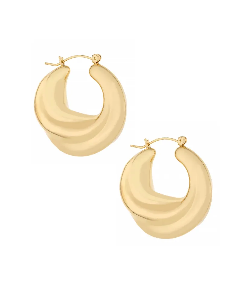 Ettika 18K Gold Plated Crescent Swirl Hoops Earrings