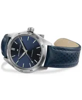 Hamilton Women's Swiss Automatic Jazzmaster Performer Blue Leather Strap Watch 38mm