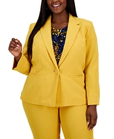 Kasper Plus Crepe One-Button Blazer