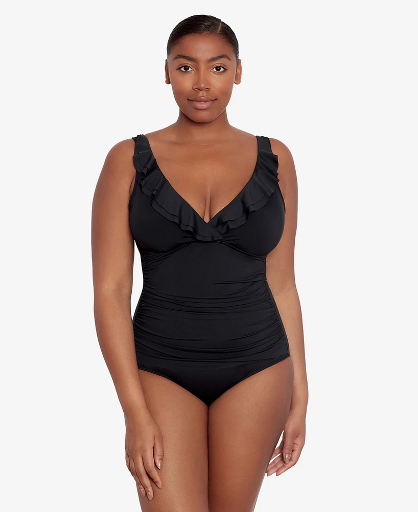 Lauren Ralph Women's Ruffle One Piece Swimsuit