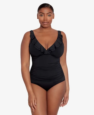 Lauren Ralph Women's Ruffle One Piece Swimsuit
