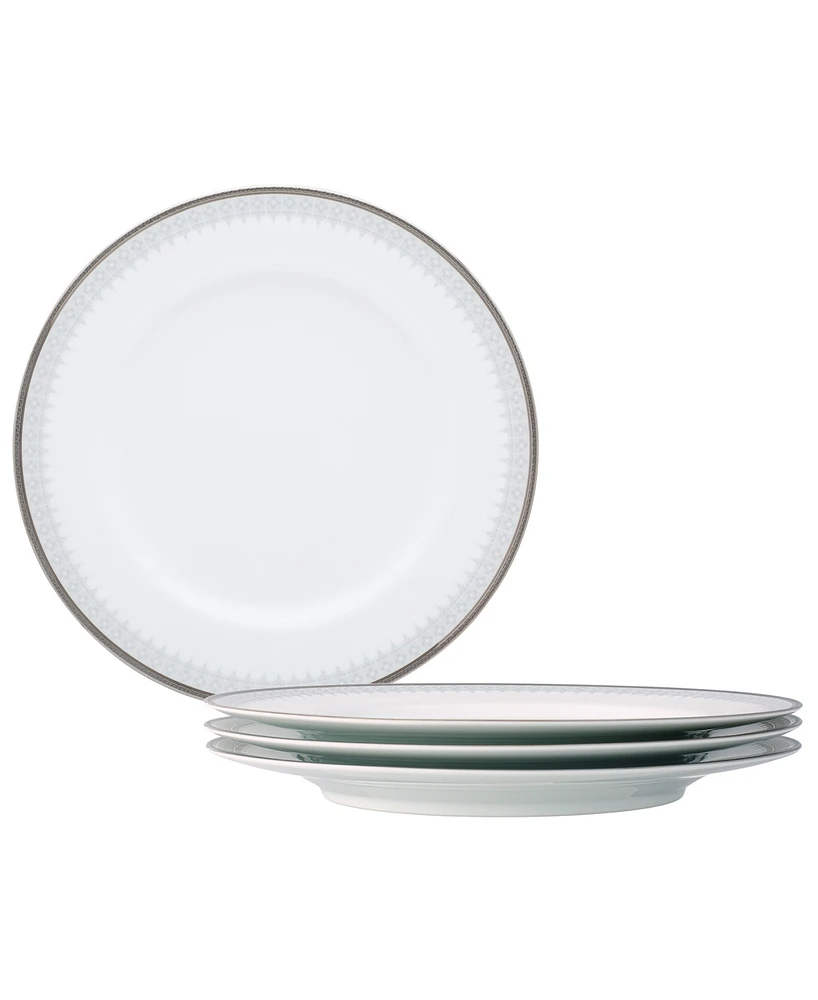 Noritake Silver Colonnade 4 Piece Dinner Plate Set, Service for 4