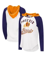 Women's G-iii 4Her by Carl Banks White Phoenix Suns Mvp Raglan Hoodie Long Sleeve T-shirt