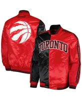 Men's Starter Black, Red Toronto Raptors Fast Break Satin Full-Snap Jacket