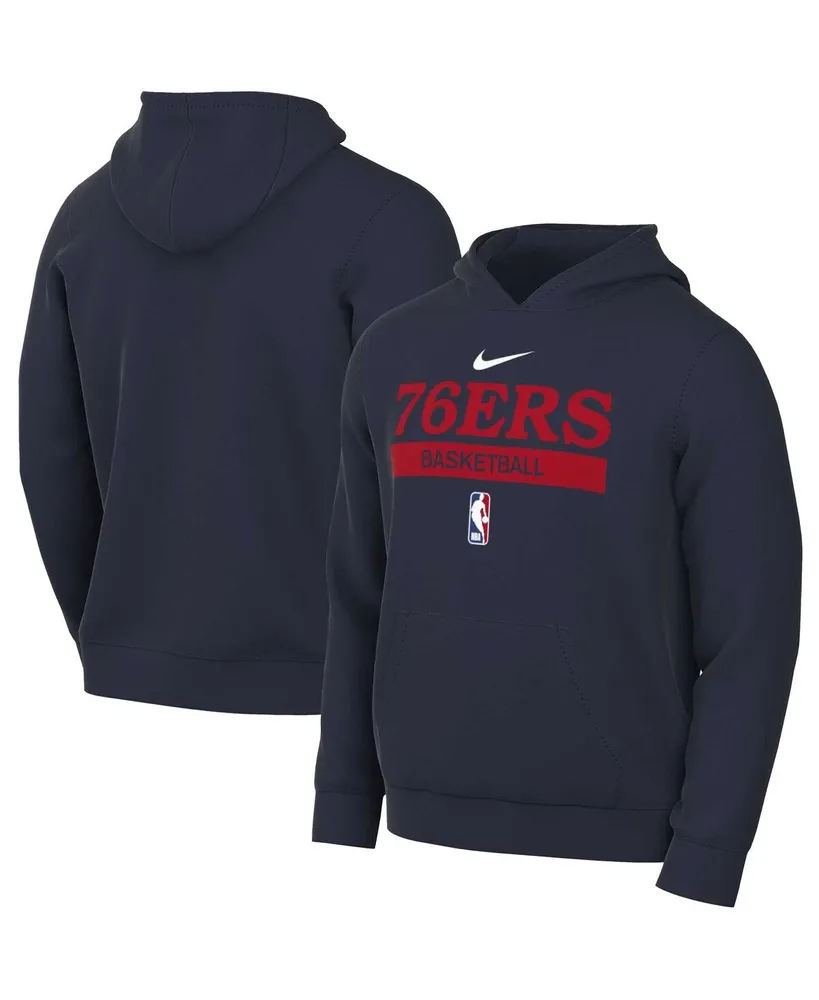 Men's Nike Navy Philadelphia 76ers 2022/23 Spotlight On-Court Practice Performance Pullover Hoodie