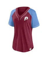 Women's Fanatics Burgundy Philadelphia Phillies Bunt Raglan V-Neck T-shirt