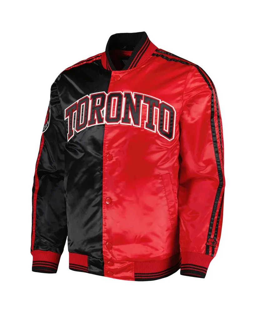 Men's Starter Black, Red Toronto Raptors Fast Break Satin Full-Snap Jacket