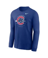 Men's Nike Royal Chicago Cubs Over Arch Performance Long Sleeve T-shirt