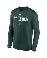 Men's Nike Green Oakland Athletics Authentic Collection Team Logo Legend Performance Long Sleeve T-shirt