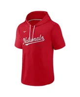 Men's Nike Red Washington Nationals Springer Short Sleeve Team Pullover Hoodie