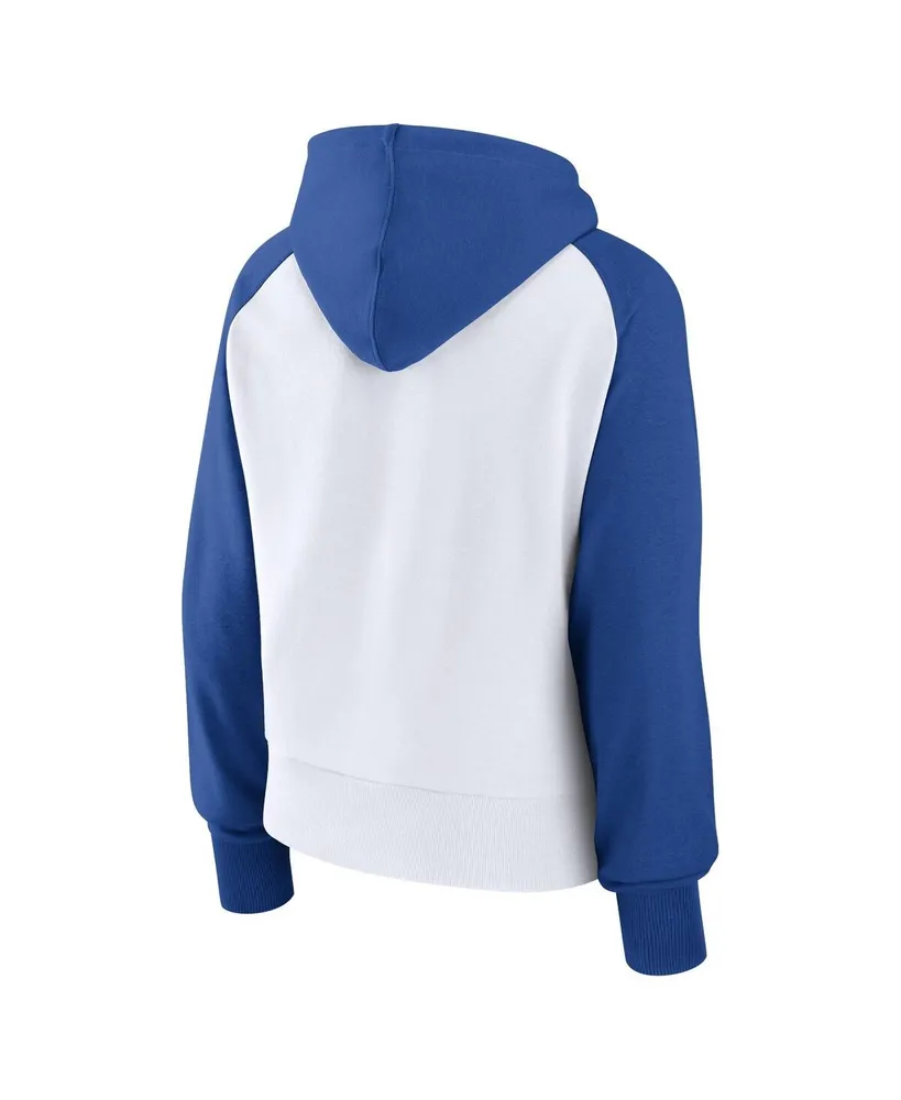 Women's Fanatics Royal, White Los Angeles Dodgers Pop Fly Pullover Hoodie