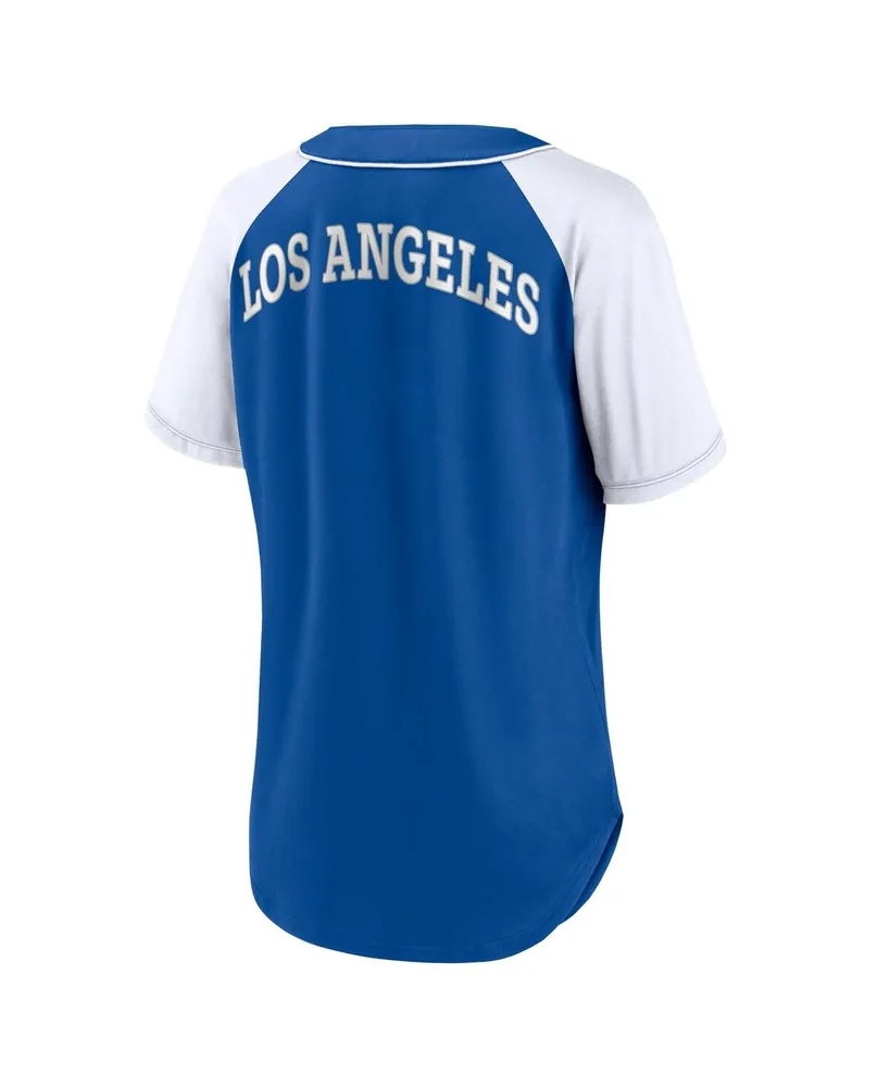 Women's Fanatics Royal Los Angeles Dodgers Bunt Raglan V-Neck T-shirt