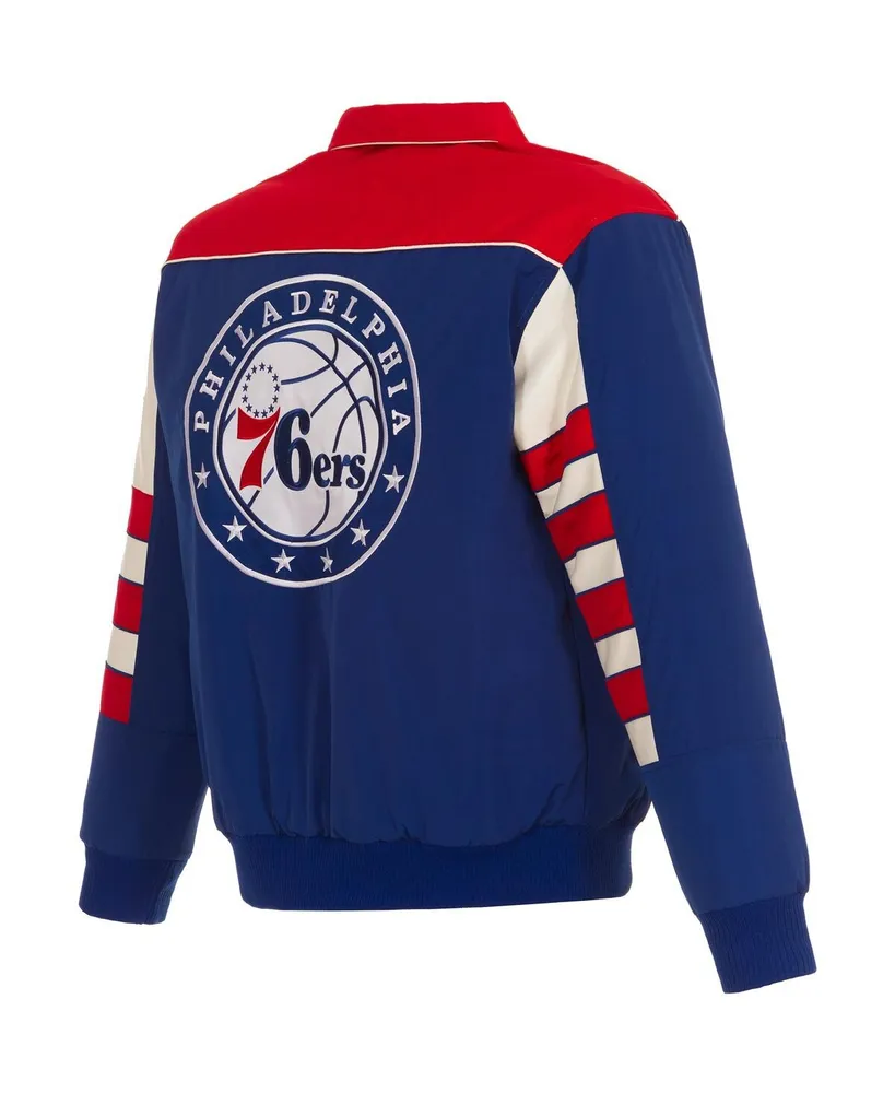 Men's Jh Design Royal Philadelphia 76ers Stripe Colorblock Nylon Reversible Full-Snap Jacket