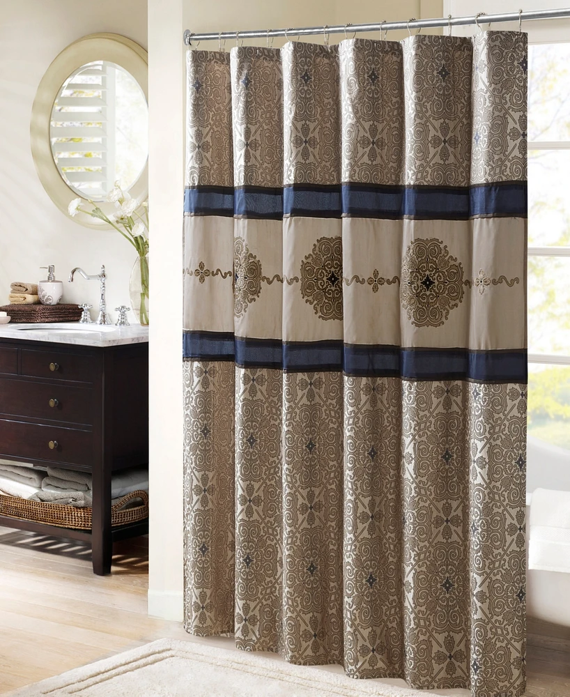 Madison Park Donovan Embroidered Shower Curtain, 72" x