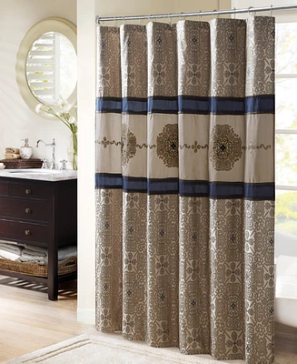 Madison Park Donovan Embroidered Shower Curtain, 72" x