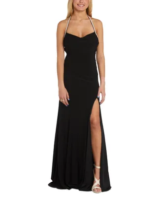 Morgan & Company Juniors' Embellished-Strap Jersey Gown