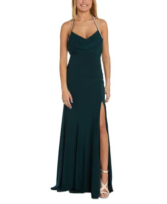 Morgan & Company Juniors' Embellished-Strap Jersey Gown